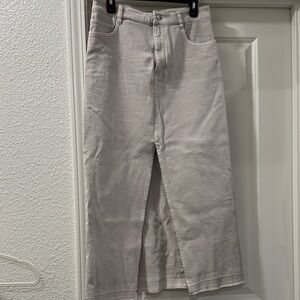 BP Beige Midi Jean Skirt with Front Slit